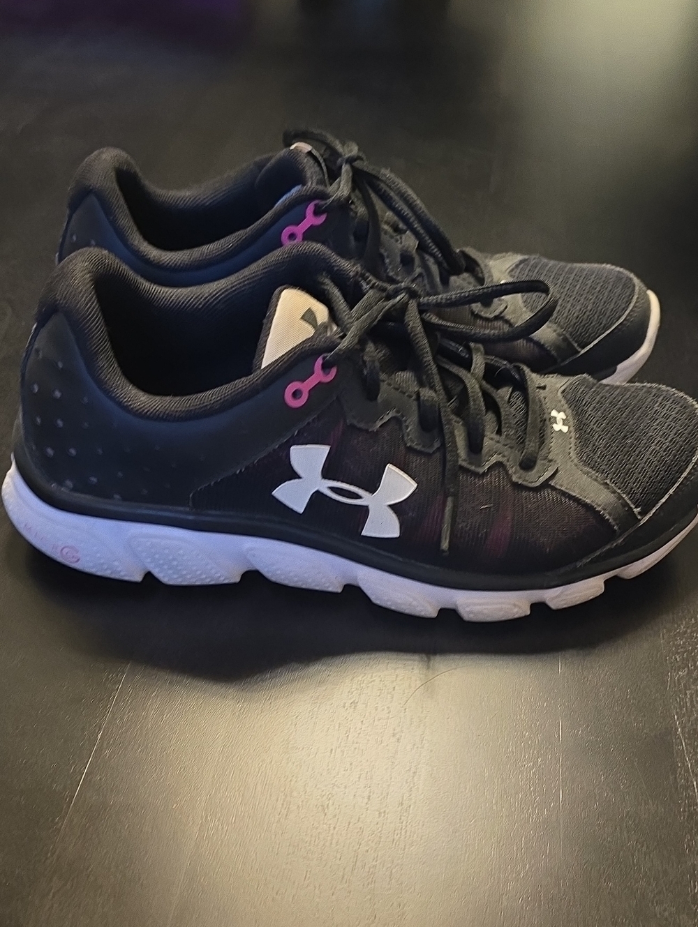 Under Armour Women's Black Trainers with Pink Accents